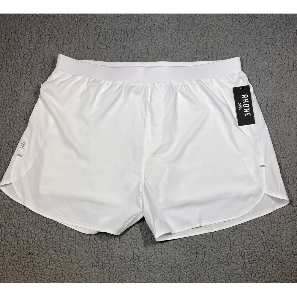 Rhone Mens‎ 5" Extra Mile Short Lined White XXL 101717-101-XXL Training Gym